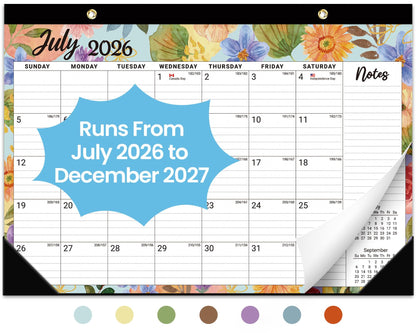 Taja Desk Calendar 2026-2027, Jul 2026-Dec 2027, 18-Month, 17" x 12"