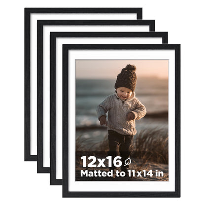 KINLINK 5x7 Picture Frames, Mix Color Photo Frames with Plexiglass for Picture 4x6 with Mat or 5x7 without Mat, Composite Wood Picture Frames for Table Top and Wall Mounting, Set of 4