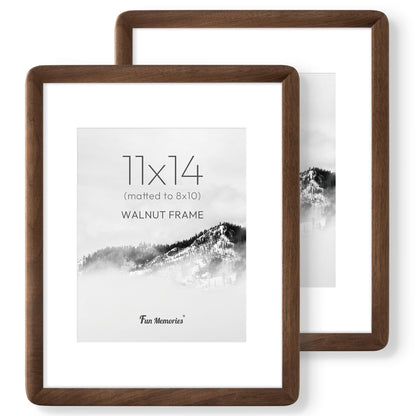 6x6 Picture Frame, USA-Sourced Walnut Wood Photo Frame with Tempered Glass, Handcrafted Rustic Farmhouse Frame for Wall & Tabletop Display, Matted to 4x4