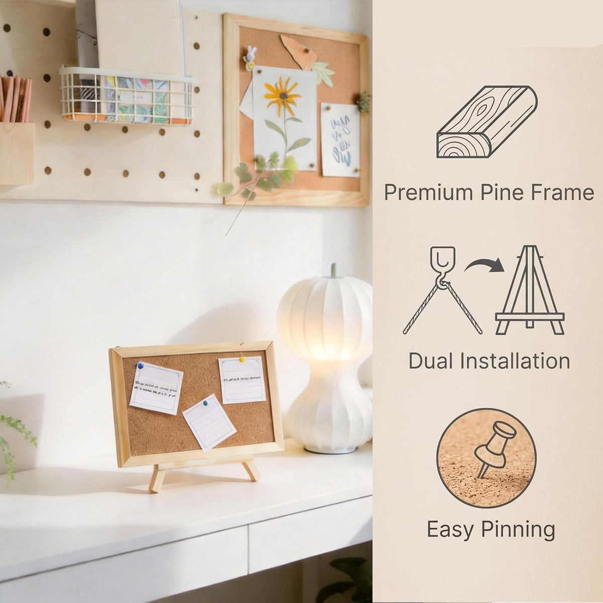 2 Pack Cork Board Bulletin Board with Wooden Stand, 11.8 x 7.87 Inch