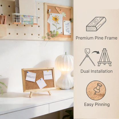 2 Pack Cork Board Bulletin Board with Wooden Stand, 11.8 x 7.87 Inch