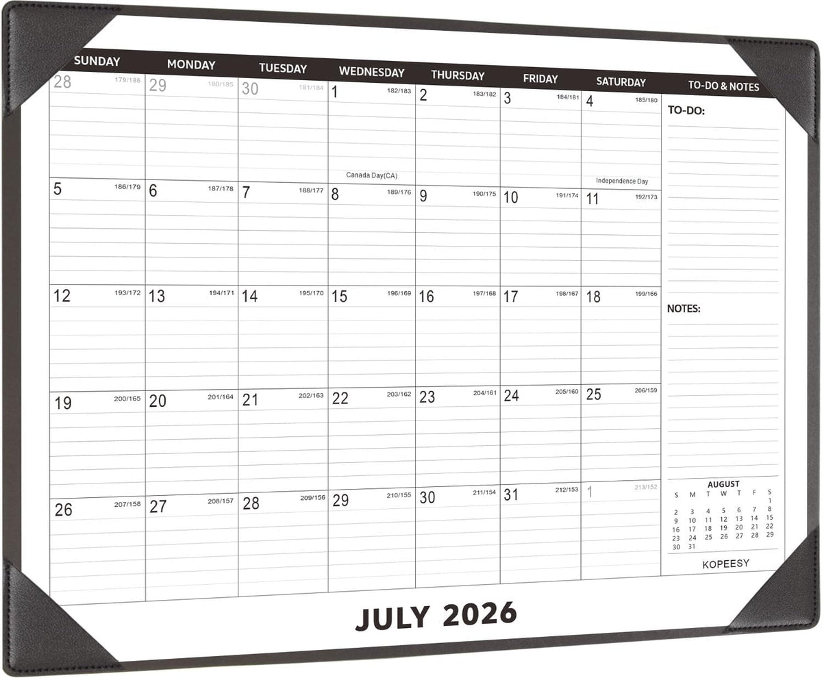 Desk Calendar 2026-2027 with Protective Mat 22" x 17"
