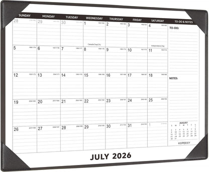 Desk Calendar 2026-2027 with Protective Mat 22" x 17"