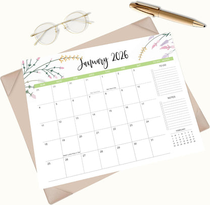 Desk Calendar 2026-2027 with Desk Mat – 22" x 17" Large Desk Pad Calendar Runs from January 2026 to June 2027, Floral Design Desktop Calendar with To-Do, Notes for Planning, Organizing, and Scheduling Your Life (Apricot)