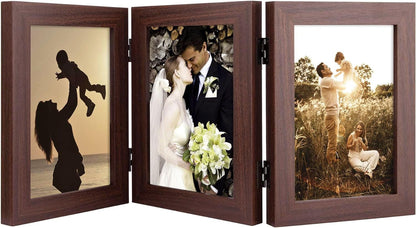 Golden State Art, 5x7 Triple Picture Frame Black- Real Glass, 1 Pack