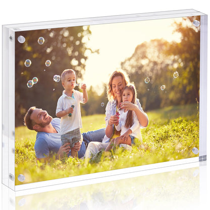 Fixwal 4x4 Acrylic Picture Frame, with Magnetic Desktop, 3 Pack