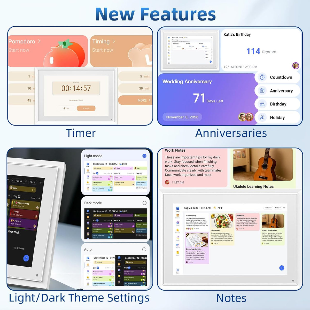 10.1" Digital Calendar, Full HD Smart Display for Family Organizer