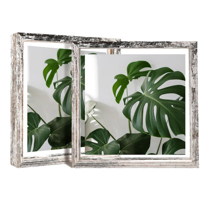 Egofine 5x7 Floating Frames Set of 2, Double Plexiglass Picture Frame, Made of Solid Wood Display Any Size Photo up to 5x7, Wall Mount or Tabletop Standing, Natural Wood