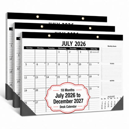 2-Pack Desk Calendar 2026-2027 - Two 18-Month Large Monthly Calendars (July 2026 - Dec 2027), 17" x 12" Desktop & Wall Calendars with Thick 120g Paper for Home and Office Sync