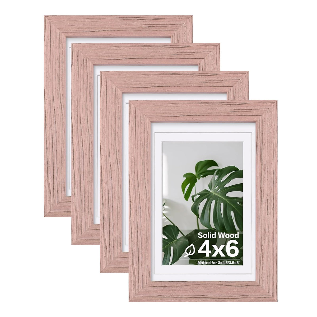 Egofine 8x10 Picture Frames Set of 4, Made of Solid Wood Covered by Plexiglass 4x6 and 5x7 with Mat or 8x10 without Mat, for Table Top Display and Wall Mounting Photo Frame Black