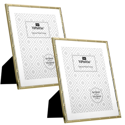 4x6'' Bamboo Detail Double Photo Frames,Silver 6x4'' Double Metal Picture Frames,Elegant Silver Plated Photo Frames 4 x 6'' With Soft Touch Velvet Backing and Real Glass for Desktop and Shelf Decor