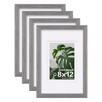 Egofine 8x10 Picture Frames Set of 4, Made of Solid Wood Covered by Plexiglass 4x6 and 5x7 with Mat or 8x10 without Mat, for Table Top Display and Wall Mounting Photo Frame Black