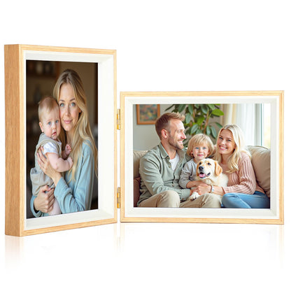 4x6 Double Hinged Picture Frame,College Photo Standing Display, PS02-WGD6