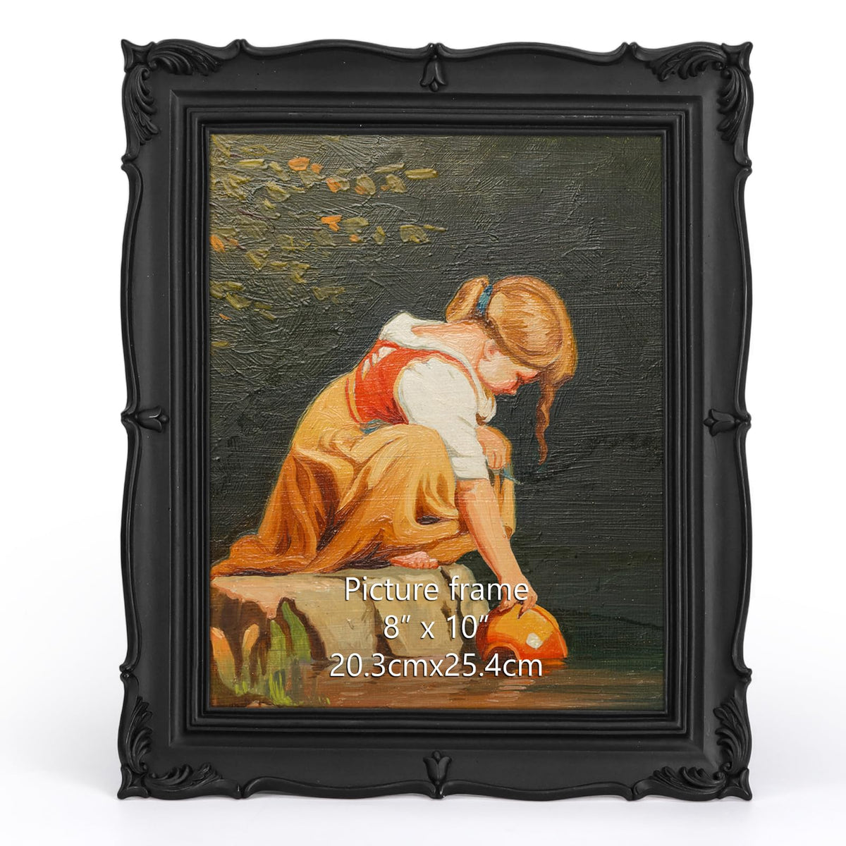 PHAREGE Vintage Picture Frame with Mat for 5x7 Photo, Retro Green Gold