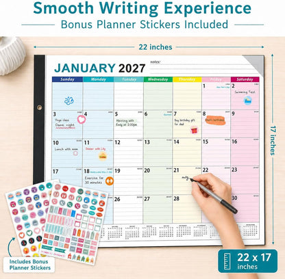 Large Desk Calendar 2026-2027 - 18-Month Jul 2026 - Dec 2027, 22x17in