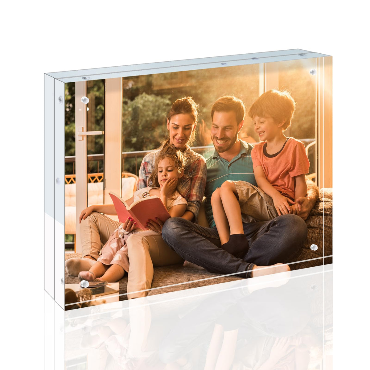 Egofine 4x6 Acrylic Frames 6 Pack, 20mm Thicker Frameless Clear Picture Frames, Double Sided Magnetic Picture Frames, Free Standing Desktop Display