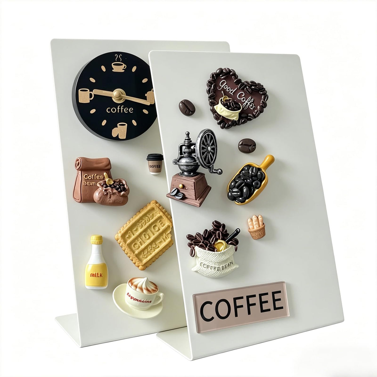 Magnet Board 7.87 x5.31 x 3.93 Stand Mini Black Metal Tabletop Memo Standing Magnetic Board for Desk - Magnetic Display for Back to School Menu Table， Photos，Memos (Black*2, 20 * 13.5 * 10cm)