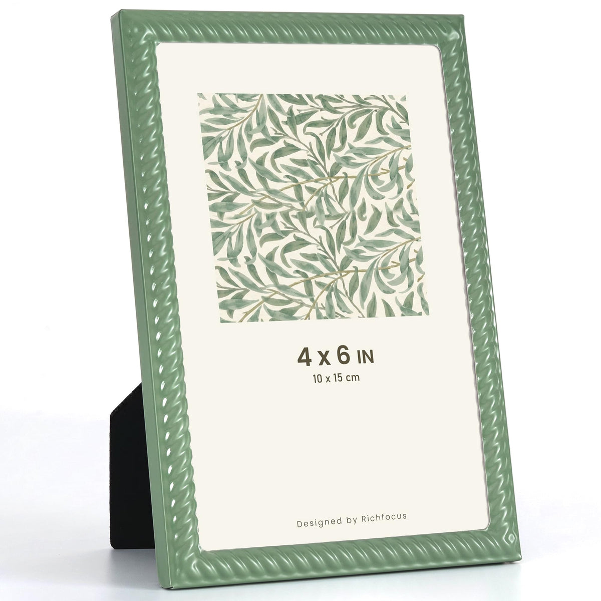 RICHFOCUS Zinc Alloy Gold Wave Design Picture Frame, 4x6 Metal Photo Frame with Mat for 3.5x5, Black Velvet Back & Real Glass Front, Display for Desktop & Wall Hanging Vertically or Horizontally