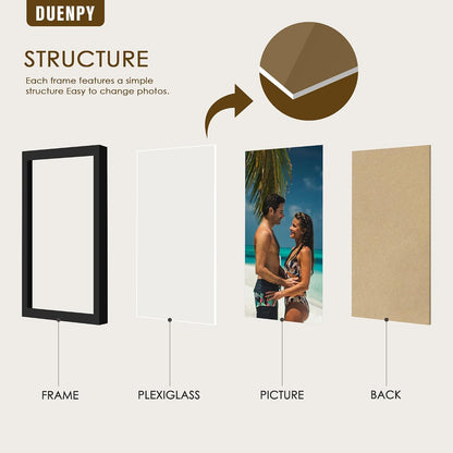 DUENPY 5 Folding 4x6 Accordion Wood Frame Plexiglass Black
