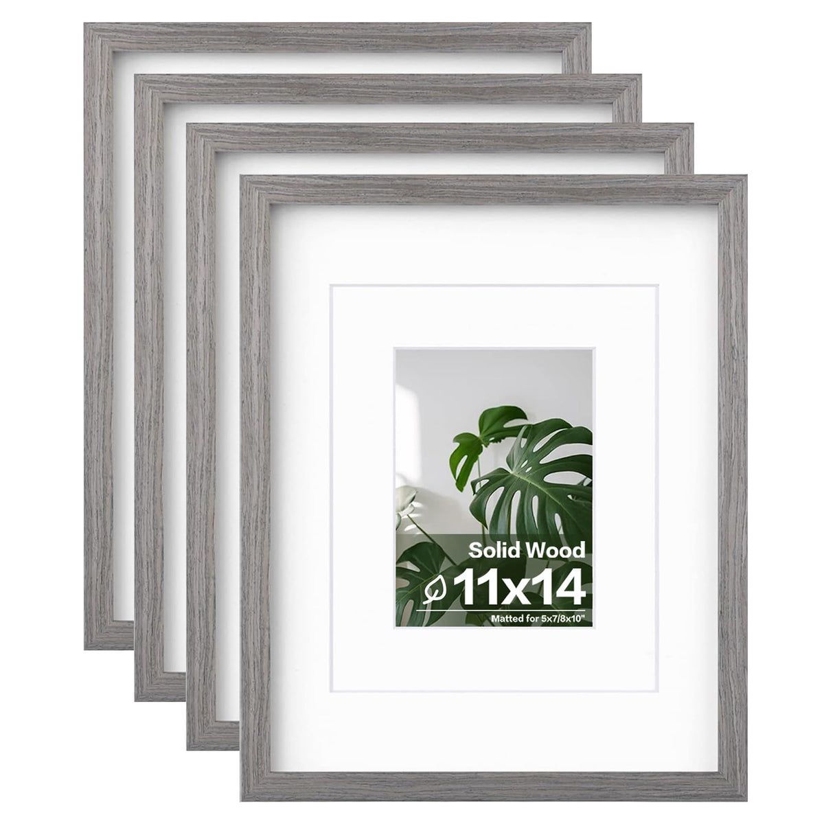 Egofine 8x10 Picture Frames Set of 4, Made of Solid Wood Covered by Plexiglass 4x6 and 5x7 with Mat or 8x10 without Mat, for Table Top Display and Wall Mounting Photo Frame Black