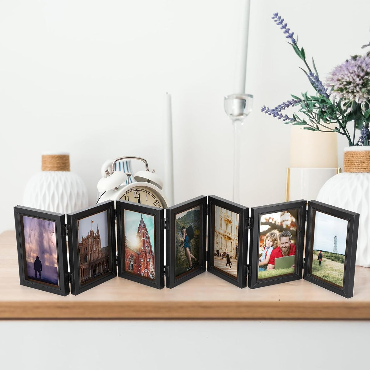 Sintuff 7 Picture Frame 4x6 Folding Hinged Picture Frames for Home Decor