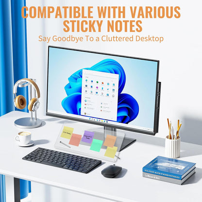 2 Pcs Monitor Memo Board Holders for Computer 14 x 5 inches Transparent Acrylic Sticky Note Holder Reusable Monitor Message Boards Computer Accessories for Office Work Desk (2, 14X5inch)