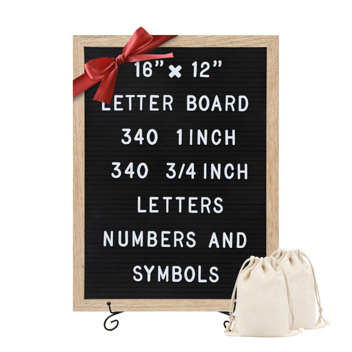 Felt Letter Board - 680 Letters, Numbers & Symbols, 16 x 12 inch, Changeable Message Board for Notes & Announcements, Wood Frame, 2 Storage Bags, Light Brown Frame