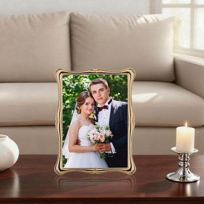 5 x7'' Premium Alloy Gold Photo Frame - Luxury Display Hi End Décor Picture Frames 7x5'' with Velvet Backing,Hi End Décor Metal Frames
