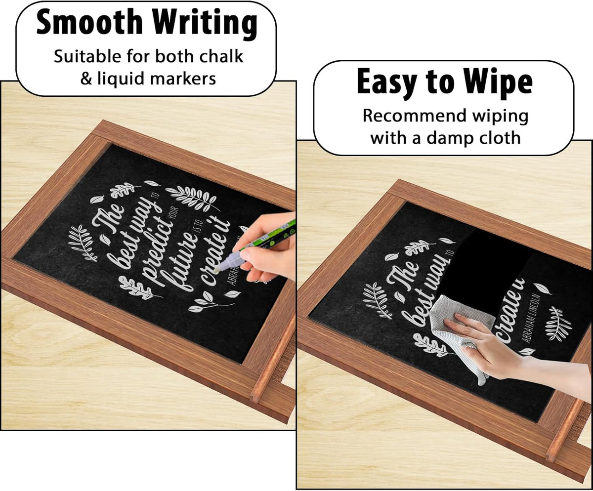 Tabletop Chalkboard Signs 10.2"x14" Magnetic Small Chalkboard Sign, Desktop Standing/Wall Hanging Blackboard with Liquid Chalk Marker, Wood Framed Menu Board for Kitchen, Café, Home Decor