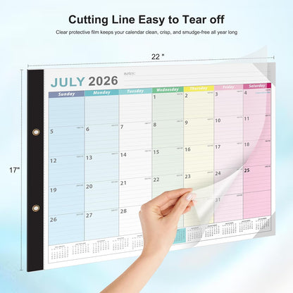 COMIX Desk Calendar 2026-2027, Large 22" x 17" Monthly Desktop Planner Pad with Frosted Cover, 18 Months July 2026 to December 2027, Side Bound Thick 120 GSM Paper for Office School Home