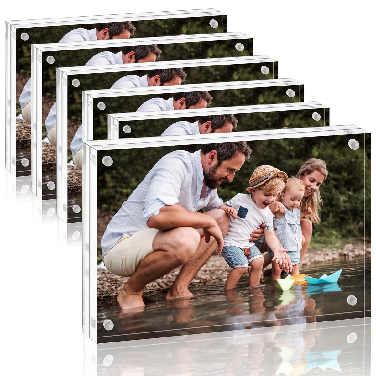 Fixwal 4x4 Acrylic Picture Frame, with Magnetic Desktop, 3 Pack