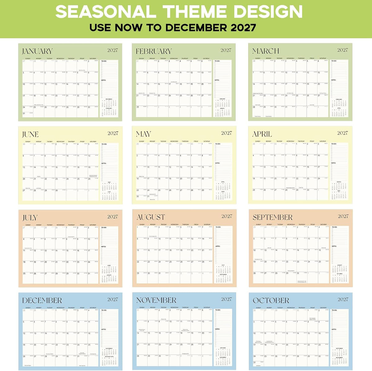 Desk Calendar 2026-2027 with Desk Mat, 18-Month Large 22" x 17" Desk Pad Calendar from Jul 2026 to Dec 2027, Seasonal Theme Desktop Monthly Calendar for Home Office School