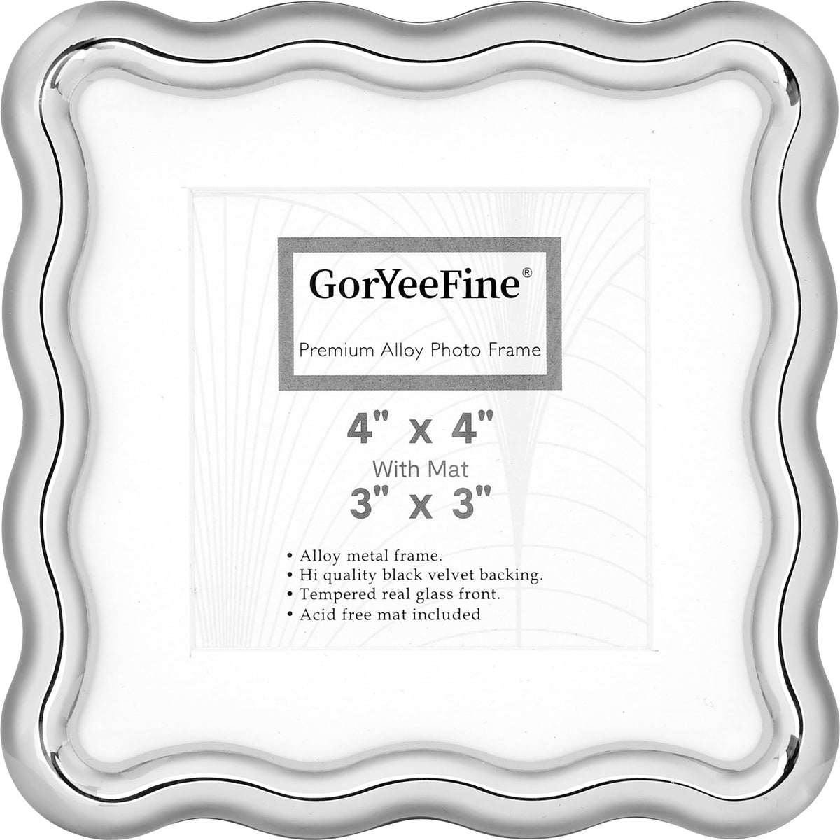 Gold 4 x 6'' High-End Zinc Alloy Picture Frame with Wave Design - Modern Glamour 6x4'' Pictures Frames for Desktop and Wall Décor