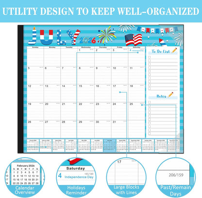 Lateefah Desk Calendar 2026, Large 22'' x 17'' Desk Calendar 2026-2027, 18 Month Desktop Calendars for Home & Office, Use Jan 2026 to June 2027