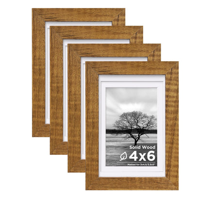 Egofine 8x10 Picture Frames Set of 4, Made of Solid Wood Covered by Plexiglass 4x6 and 5x7 with Mat or 8x10 without Mat, for Table Top Display and Wall Mounting Photo Frame Black