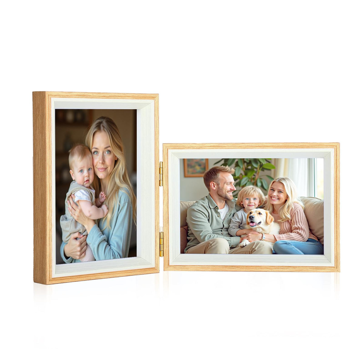 4x6 Double Hinged Picture Frame,College Photo Standing Display, PS02-WGD6