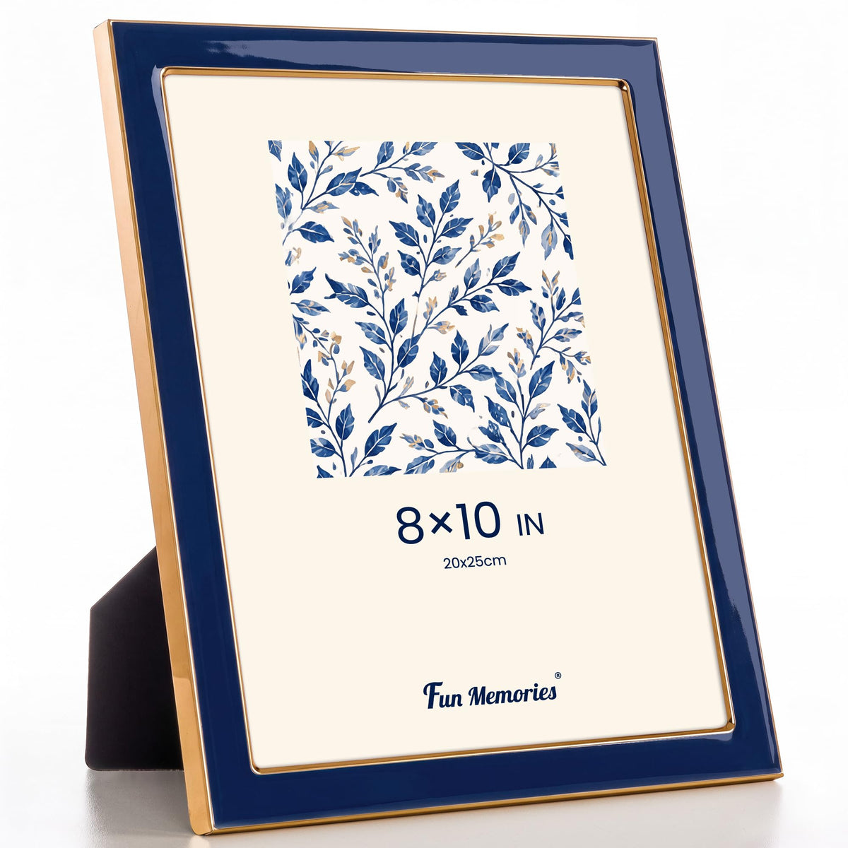 Fun Memories 4x6 Enamel Picture Frame with HD-Tempered Glass, Gold Metal Edge with Easel, Vertical & Horizontal Display, Wall and Tabletop Display Family Photo Gallery (White Enamel,1P)