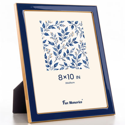 Fun Memories 4x6 Enamel Picture Frame with HD-Tempered Glass, Gold Metal Edge with Easel, Vertical & Horizontal Display, Wall and Tabletop Display Family Photo Gallery (White Enamel,1P)