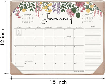 Cabbrix Desk Calendar 2027 with Desktop Mat 15"x 12", Apricot