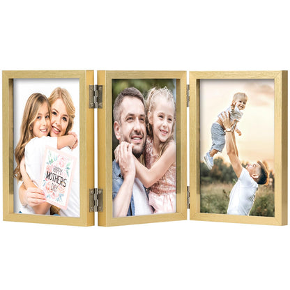 WUTL 3 Picture Frame Triple Collage 5x7 Frames with Real Glass Black