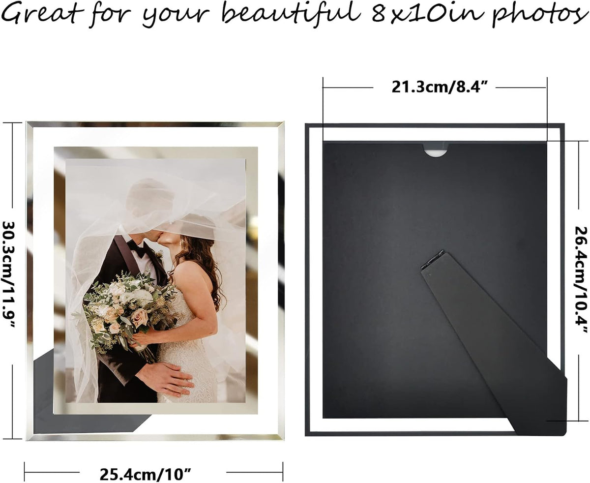 LUCKYLIFE 8x10 Picture Frame Glass for Tabletop Display Vertical or Horizontal, Photo Frames, 1 Pack