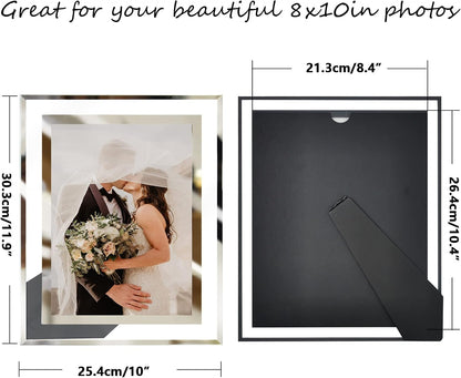 LUCKYLIFE 8x10 Picture Frame Glass for Tabletop Display Vertical or Horizontal, Photo Frames, 1 Pack