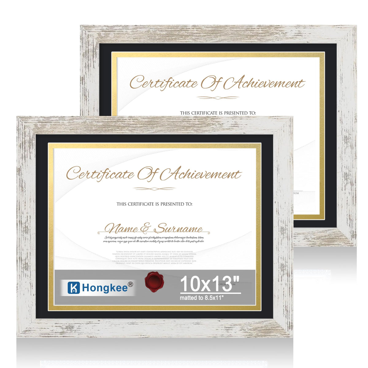 Hongkee 8x11 Picture Frame Set of 2, Real Glass, Rustic Brown Wood Frame
