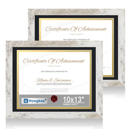 Hongkee 8x11 Picture Frame Set of 2, Real Glass, Rustic Brown Wood Frame