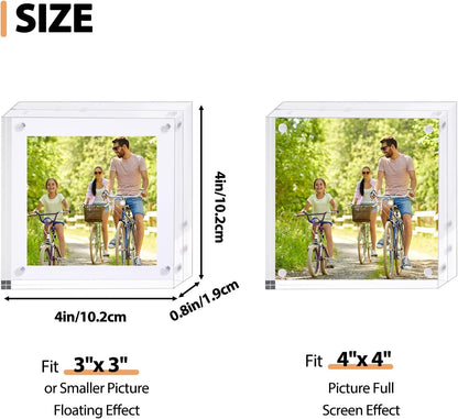 Fixwal 4x4 Acrylic Picture Frame, with Magnetic Desktop, 3 Pack