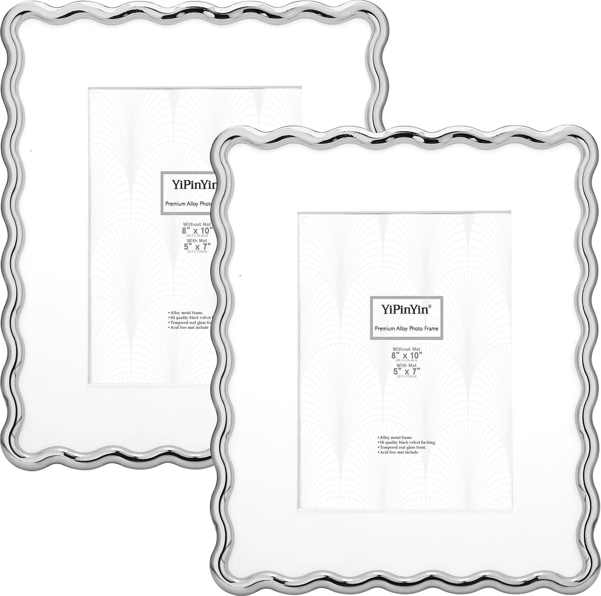 YiPinYin 4x6‘’ Gold Picture Frames Set of 2,High-End Heavy Duty Zinc Alloy Photo Frames with Wave Design,Velvet Backing, Dual Use for Desktop Display & Wall Hanging