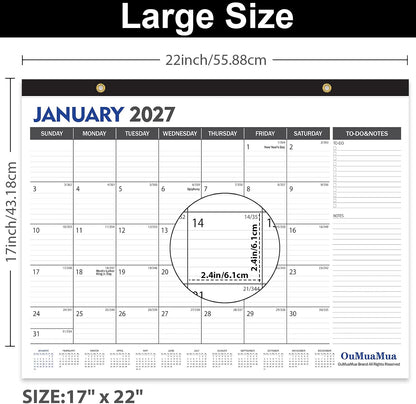 OuMuaMua Large Desk Calendar 2026-2027, 19 Months, 22" x 17"