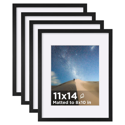 KINLINK 5x7 Picture Frames, Mix Color Photo Frames with Plexiglass for Picture 4x6 with Mat or 5x7 without Mat, Composite Wood Picture Frames for Table Top and Wall Mounting, Set of 4