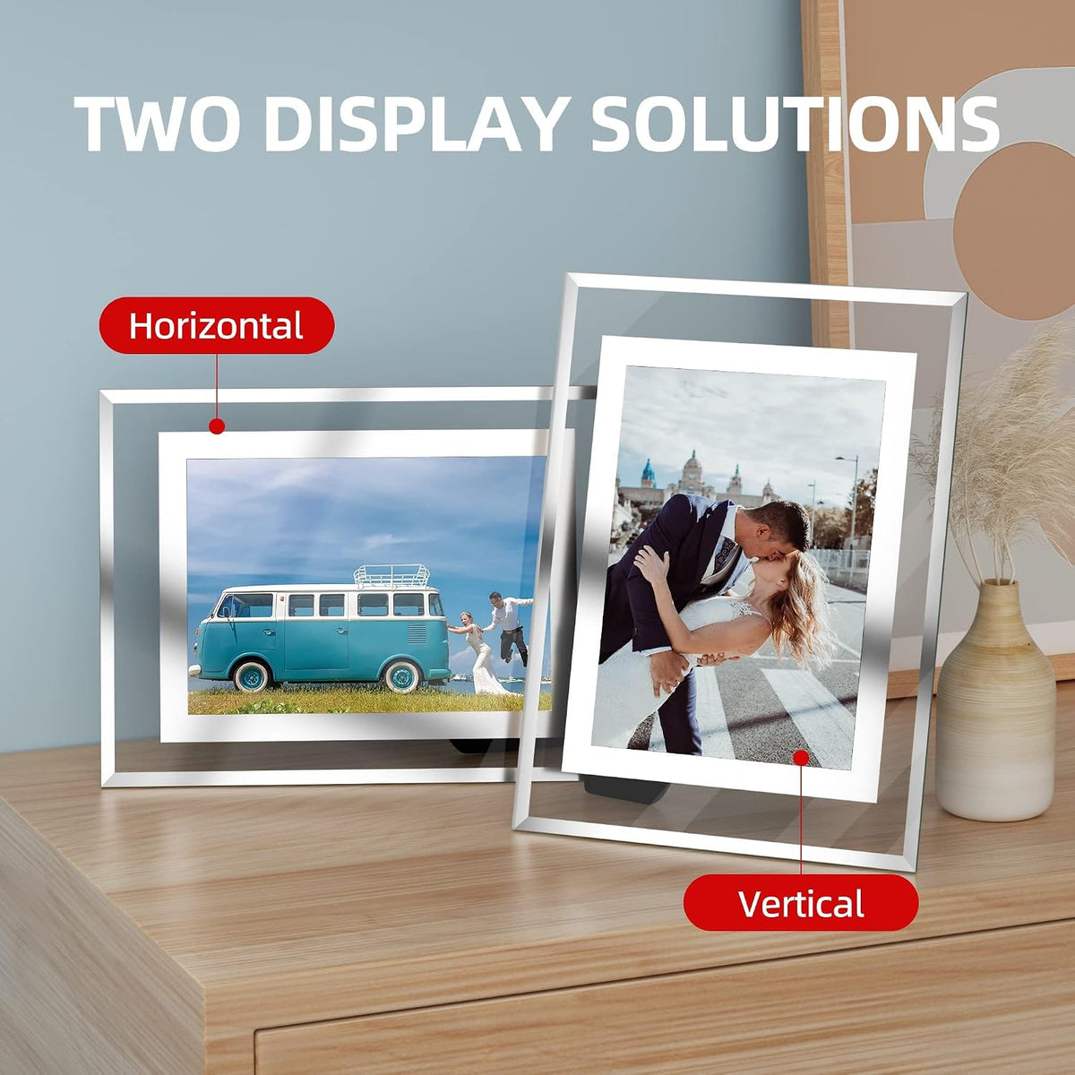 5x7 Picture Frames - 2 Pack Glass Photo Frame for Tabletop/Desktop Display, Horizontal/Vertical Orientation, Silver Finish
