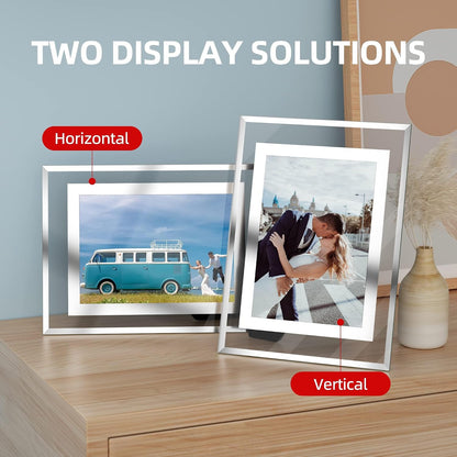 5x7 Picture Frames - 2 Pack Glass Photo Frame for Tabletop/Desktop Display, Horizontal/Vertical Orientation, Silver Finish